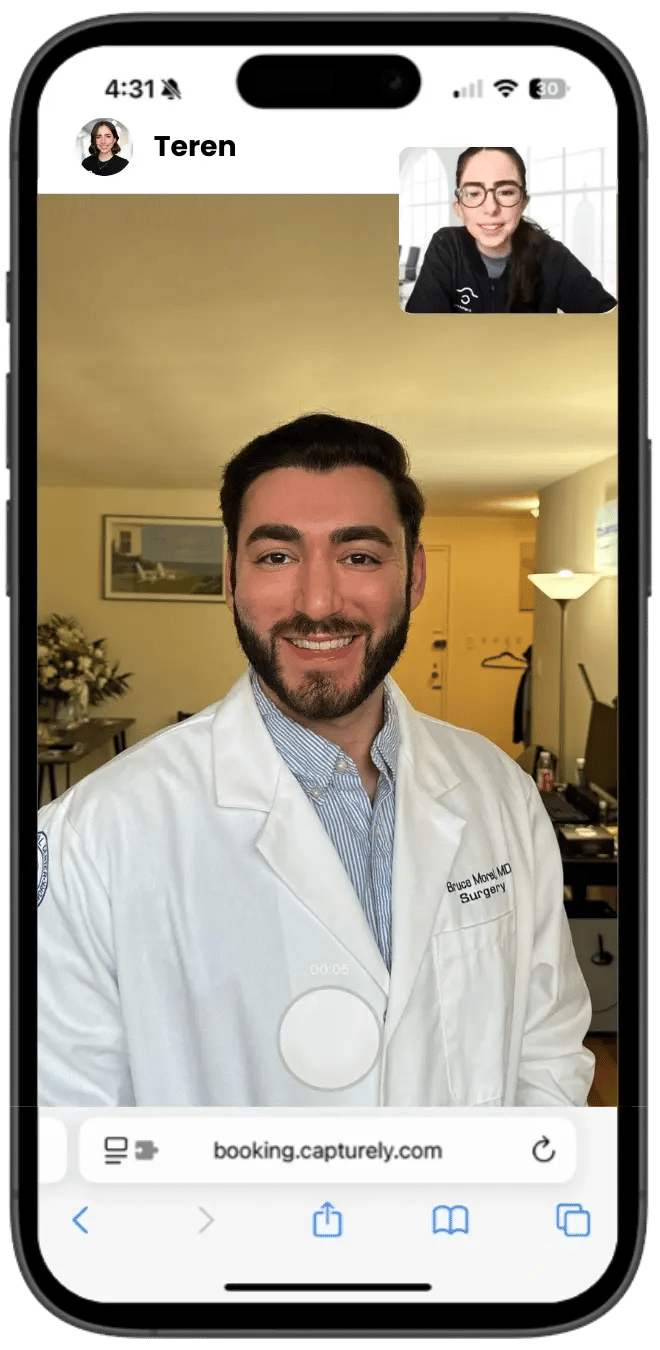 Live virtual headshot session on smartphone