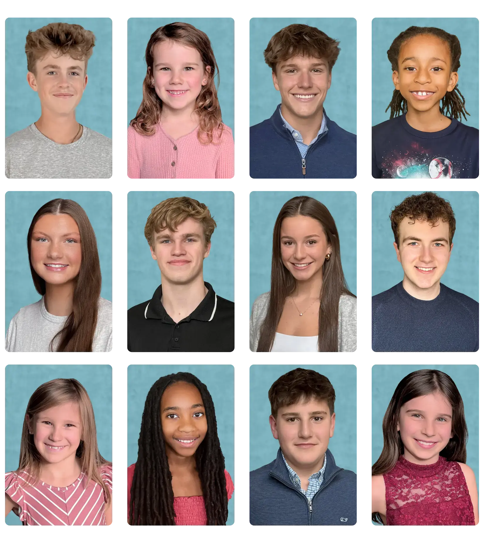 Student portrait wall showcase